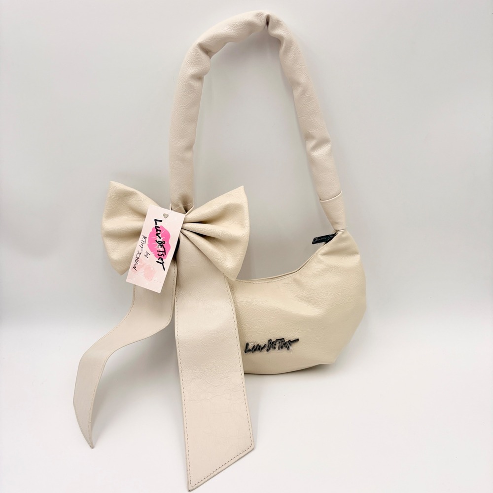 Luv Betsey by Betsey Johnson LBKAYA Faux Leather Bow Crescent Hobo Shoulder Bag